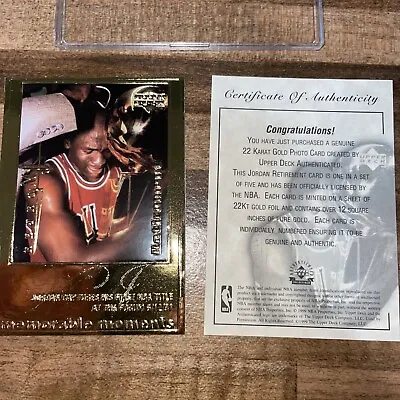 Michael Jordan 1999 Upper Deck Retirement 22 Karat Gold /9923 Crying W/Trophy • $25