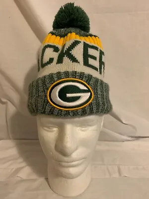 Green Bay Packers New Era Winter Knit Beanie Hat Fleece Lined Pom Pom Size Youth • $18.54