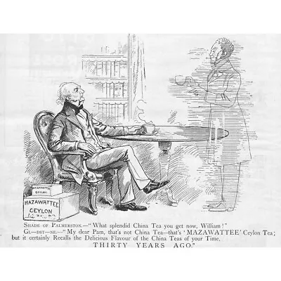 MAZAWATTEE TEA Palmerston & Gladstone Theme Victorian Advertisement 1892 • $12.32