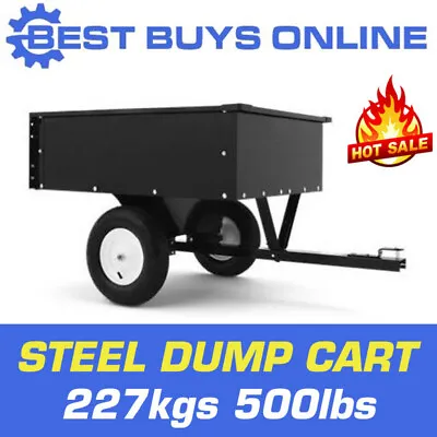 Steel Dump Cart Garden Tipping Trailer 227 Kg 500 Lbs Tow Quad ATV Ride On Mower • $265.50