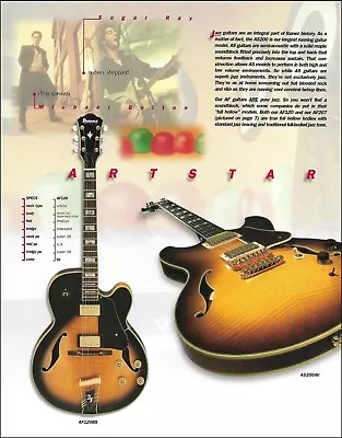 Ibanez Artstar Series AS200AV & AF120BS Guitar Ad 8 X 11 Advertisement Print • $4