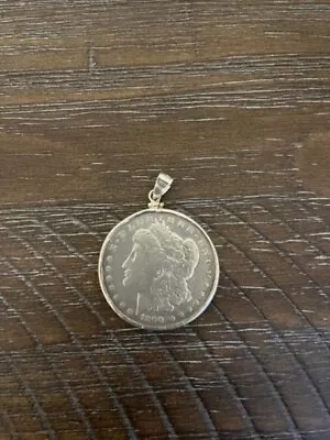 1890 Morgan Dollar W/ Silver Bezel & Bale • $54.95