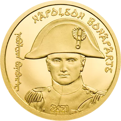 NAPOLEON BONAPARTE - 24K GOLD COIN + Capsule & COA 1/2 Gram 11mm - 2021 Mongolia • $82.50