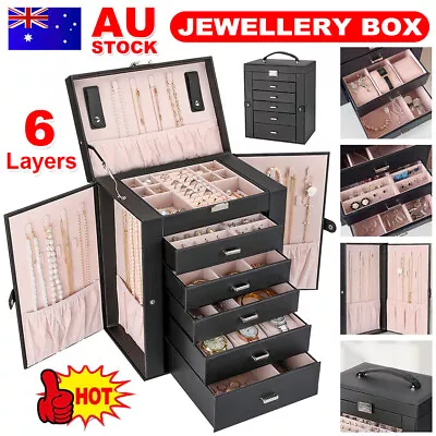 Large Cosmetic Case Portable Makeup Organiser Storage Jewellery Box Stand Holder • $72.15