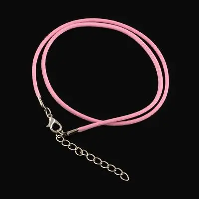 Pink Pearl Wax Cotton Cord Necklace Making Lobster Clasp UK • £1.99