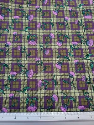 Thistle On Tartan From The Celtic Range 100% Premium Cotton Fabric  112cms Wide • £12.50