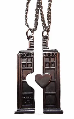 DW Tardis Police Box Tardis Heart Pendant Necklace Set • £6.75