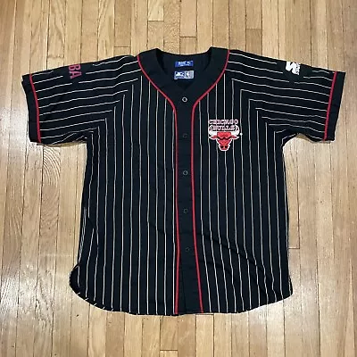 CHICAGO BULLS Basketball STARTER Pinstripe VINTAGE Baseball Size XL Jersey NBA • $60