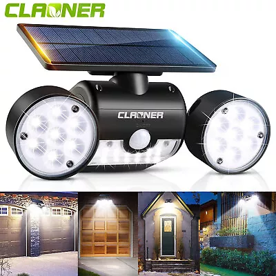 CLAONER Solar Motion Sensor Wall Light 30 LED Dual Head Outdoor Security Lamp US • $16.99