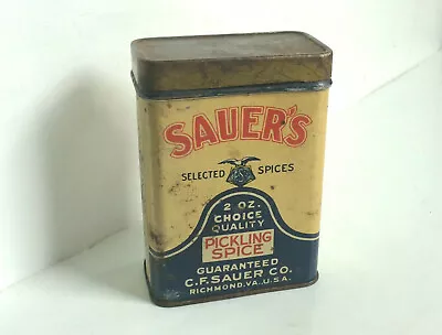 Vintage Sauer's Pickling Spice Tin C.F. Sauer 2 Oz. Advertising Tin • $9.99