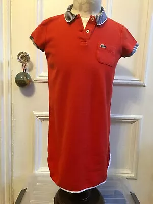 Lacoste Polo Girl Kid Size 12 Red Cotton Dress Short Sleeve • £36.19