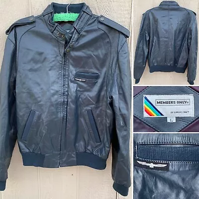 Vintage Members Only By Europe Craft Leather Jacket Thunderbird (Ford T-bird) L • $550.50