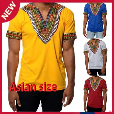 £13 • Buy Men's African Dashiki Print T Shirt Short Sleeve Casual Loose Men Top Blouse Tee