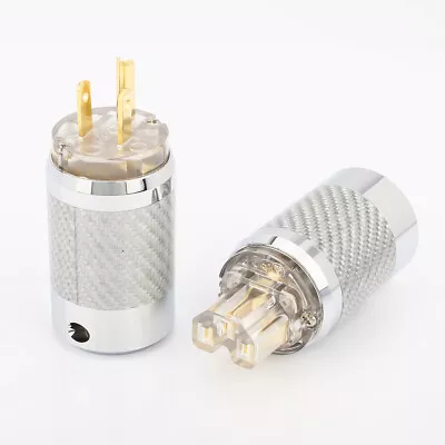 HiFi Power Cable Connector Rhodium Plated US Schuko AC IEC-C13 Plug Audiophile • $28.79