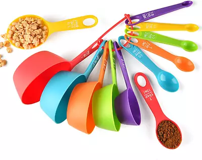 Measuring Cups And Spoons Set Of 12 Plastic Colorful Measuring Cups Meausuring  • £12.05