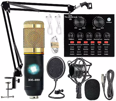 Home Studio Recording Kit Podcast Music Mixer Equipment Condenser Microphone • $59.89