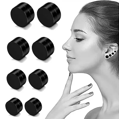 Men Women Magnetic Stud Earrings Non-Piercing Clip On Cheater Fake Ear Gauges • $4.89
