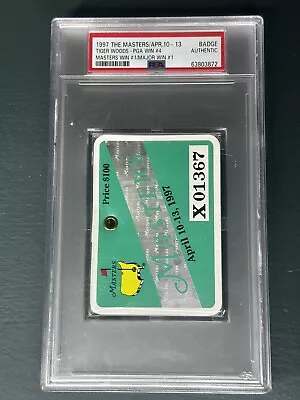 The Masters 1997 PGA Tour 1st Major Win Tiger Woods PSA Authentic Badge ⛳️ 🐯 • $490