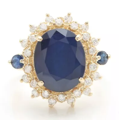 6.65 Carat Natural Sapphire And Diamonds In 14K Solid Yellow Gold Women’s Ring • $1837.83