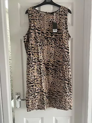 Bnwt Next Size 18 Animal Print Linen Mix Shift Dress Rrp £28 • £12