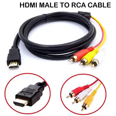 $6.99 • Buy HDMI Male To 3 RCA TV HDTV DVD 1080P Audio S-video AV Cable Cord Line Adapter