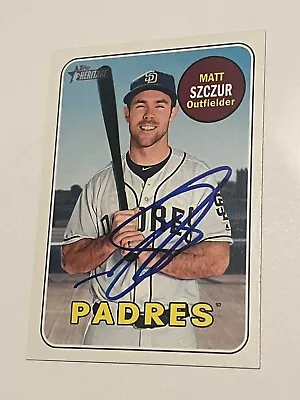 Signed Baseball Card Auto Topps 2018 Heritage Matt Szczur San Diego Padres #528 • $5.97