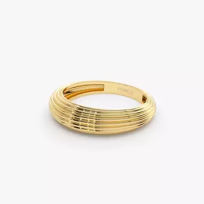 14k Gold Ribbed Dome Graduating Ring14k Unique Multi Lined 5MM Dome Gold Ring • $400