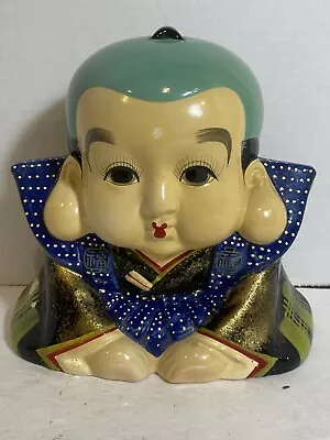 Japanese Antique Vintage Ceramic Fukusuke Doll Statue Piggy Bank • $39.99