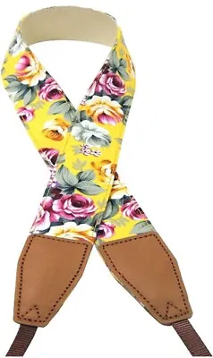 Elegant Vintage Yellow Camera Strap With Floral Embroidery • $4.75