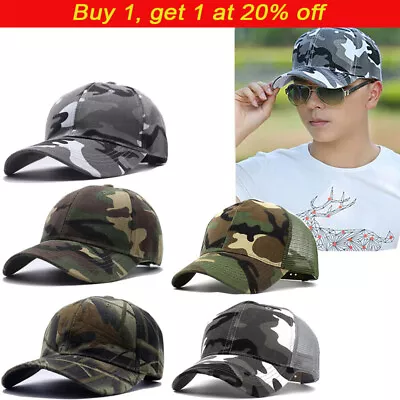Adjustable Outdoor Men Camouflage Army Camo Hat Baseball Cap Women Trucker Caps • £5.55