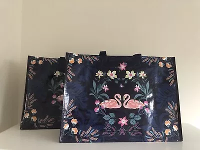 Vera Bradley Market Tote Set Of 2 FLAMINGO GARDEN🦩Reusable Shopping/Gift Bags • $29.99