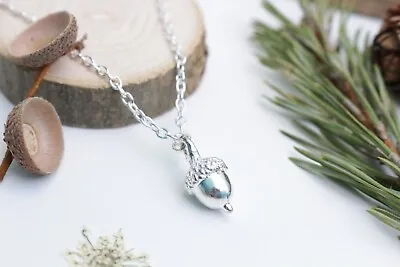 Handmade Silver Plated Acorn Necklace - Nature Woodland Necklace. • £7.99