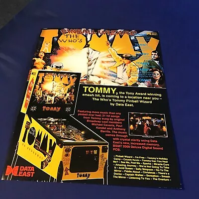 1994 Data East Pinball Tommy Game Flyer NOS • $8.99