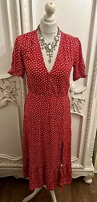 Zara Red And White Polka Dot Maxi Dress S • £4.99