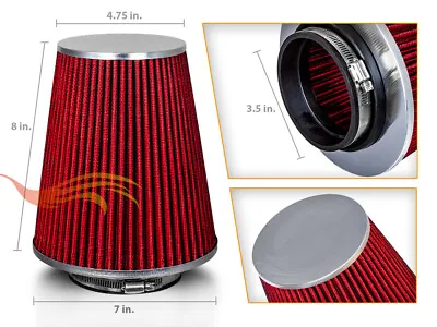 3.5 Inches 89 Mm Cold Air Intake Cone Truck Filter 3.5  New RED Chevrolet • $21.59