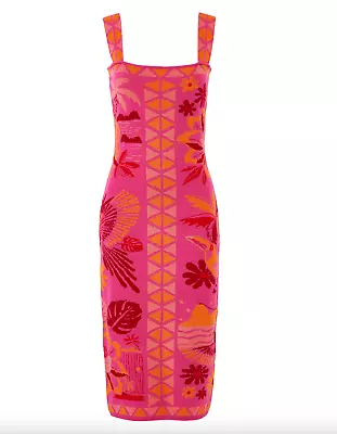 Zimmermann Australia 🇦🇺 Pink Tropical Square Neck Knit Midi-dress 3 | 14 • $299