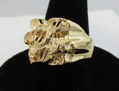 Sizes  5-13 Mens 14kt Gold Plated Squared Off Style Nugget  Bling Ring Style R2 • $13.56
