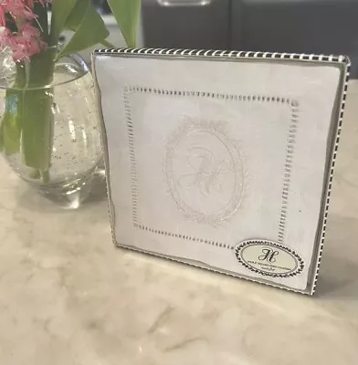 Mud Pie Four 6” Monogrammed “H” Linen Coasters New In Box • $19.99