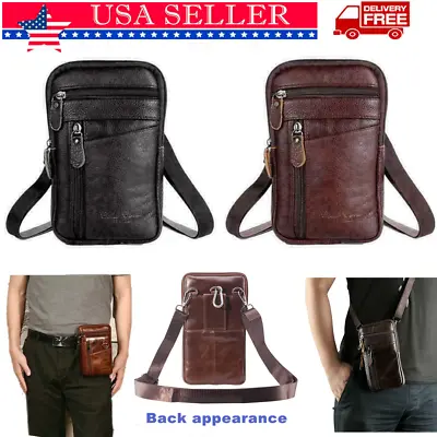 Men Leather Fashion Phone Pouch Waist Belt Bag Shoulder Crossbody Pack Handbag  • $9.33