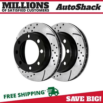 Front Drilled Brake Rotors Black Pair 2 For Ford Excursion F-450 Super Duty 6.8L • $106.34