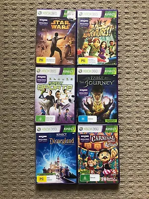 $12.80 • Buy Xbox 360 Kinect X6 Game Bundle: Star Wars, Fable_The Journey, Disneyland + More