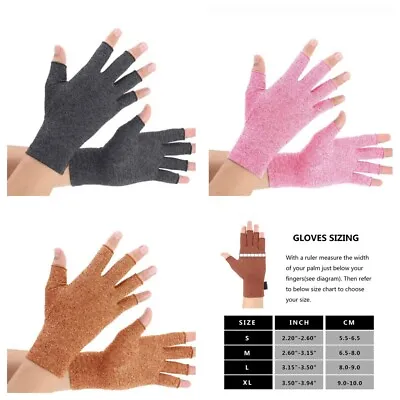 £3.29 • Buy Compression Fingerless Gloves Anti Arthritis Finger Brace Pain Relief UK