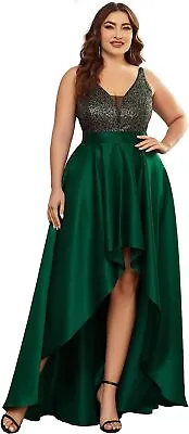 Ever-Pretty Women's Plus Size Sequin V-Neck High-Low A-line Evening Dress Prom G • $149.47