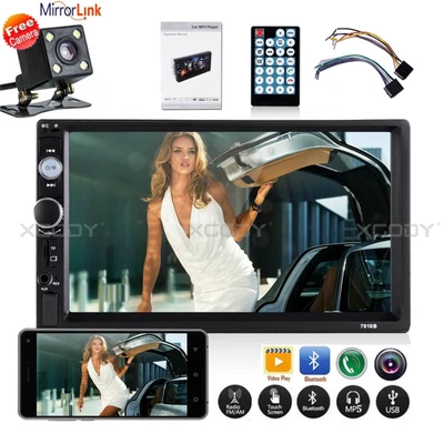 $41.98 • Buy 7  Car Stereo Radio MP5 Player 2 Din USB AUX FM Vehicle BT + 4 LED Backup Camera