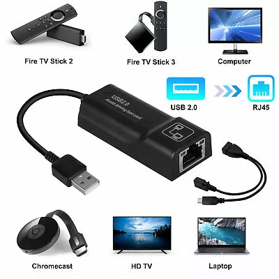 Buffering Reduce LAN Ethernet Adapter For AMAZON Fire Sticks TV 3/2nd GEN NEW • $16.56