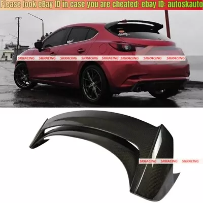 Double Layer Carbon Rear Roof Spoiler Trunk Wing For Mazda 3 Axela Hatchback 14+ • $599.99