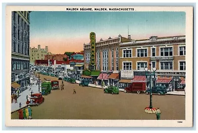 C1910's Malden Square Cars Stores Street View Massachusetts MA Antique Postcard • $14.98