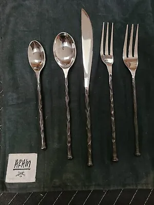  Michael Aram Iron Age Forged Black Oxidized Stainless Steel Flatware 5 Pcs Set • $125