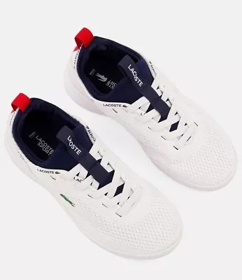 Lacoste Women Lace Up Brand Logo Casual Shoes White Combo Size 6 • £38