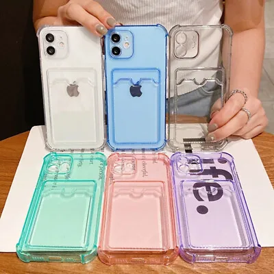 $7.58 • Buy Clear Case For IPhone 14 13 11 12 Pro Max XS XR X 7 8 Plus Card Slot Back Cover